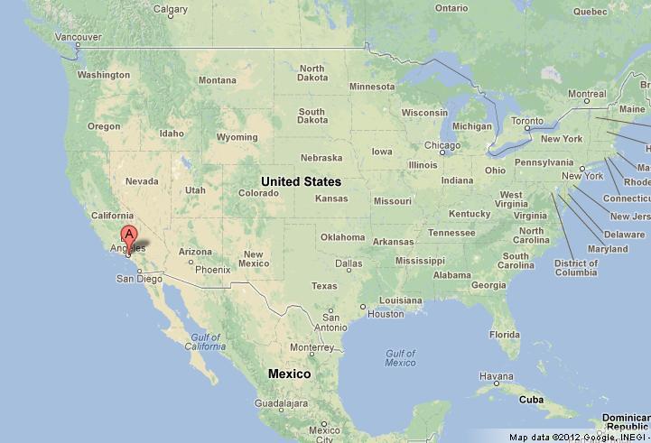 Kaart van amerika Los Angeles - LA op'n kaart van die vsa (Kalifornië